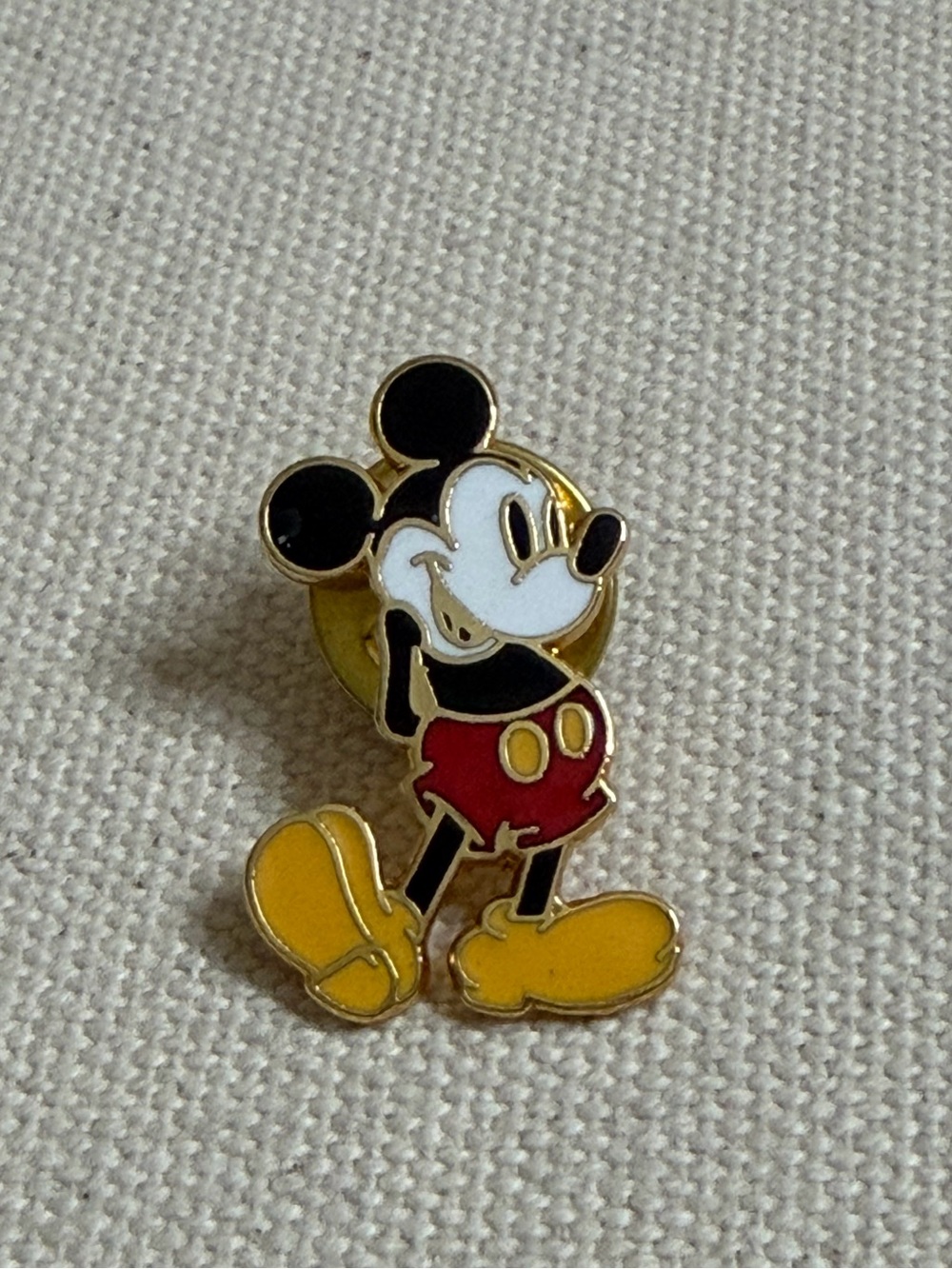 Vintage Mickey Mouse Enamel Lapel Pin - Red, Yellow, Black